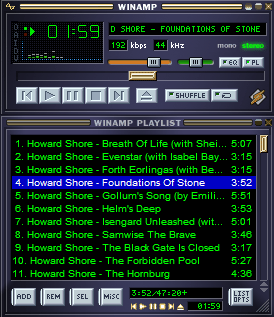 Winamp - главное окно программы, скин Classic